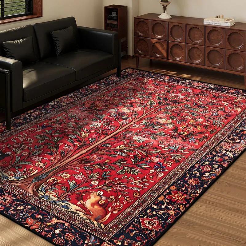 Persian Style Retro Bohemian Area Rug Large Carpet Non-Slip Machine Washable Easy Maintain Living Room Bedroom Guest Room Rug