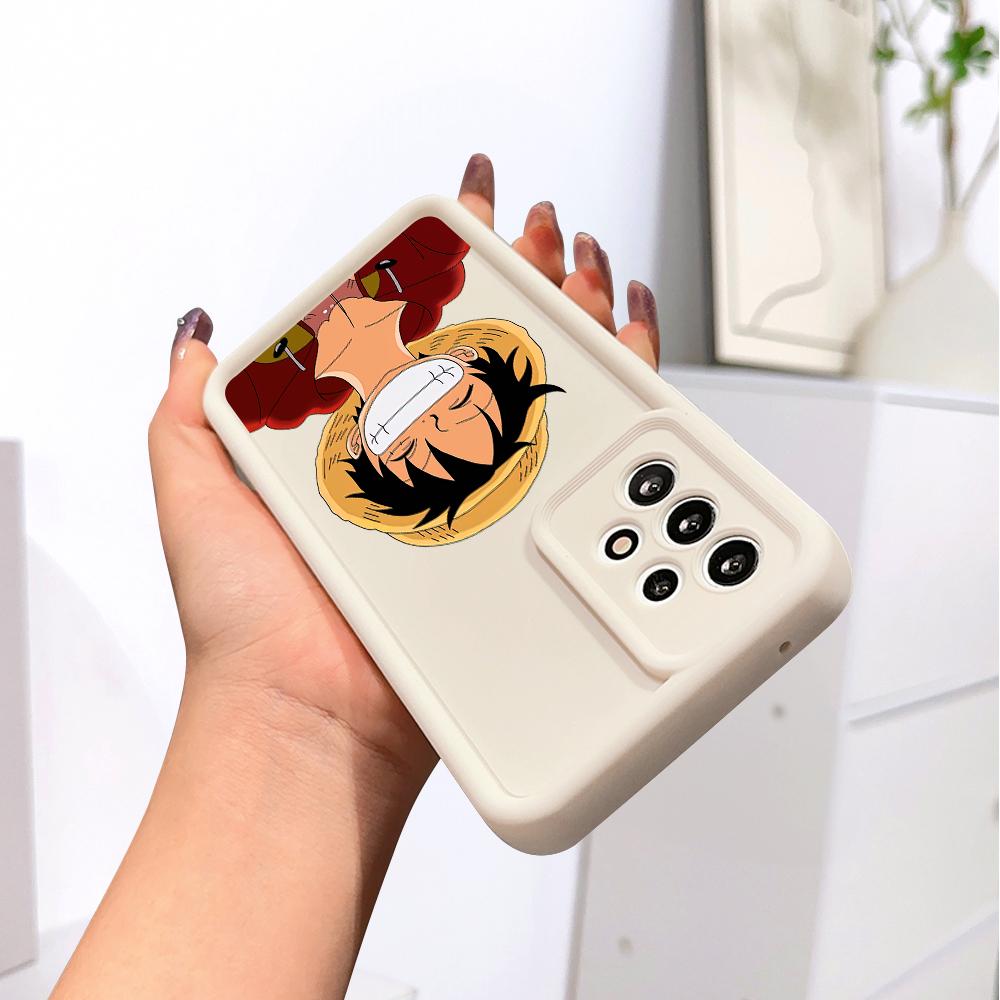 Cartoon Cute Anime Luffy Square Phone Cover for Realme OPPO Reno VIVO Infinix Tecno Oneplus Full Cover Camera Shockproof Protection Rubber Case