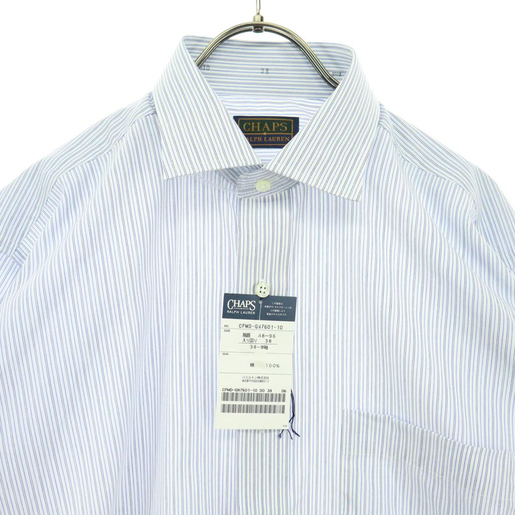 Неиспользованная рубашка CHAPS RALPH LAUREN с полосатым узором, с коротким рукавом, хлопковая, 38, мужская, б/у