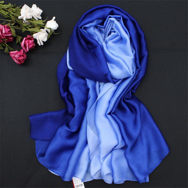 LaMaxPa 2019 New Soft Women Gradient Silk Scarf Autumn Winter Long Bandana Shawls and Wraps Female Hijab Luxury Echarpe Pashmina