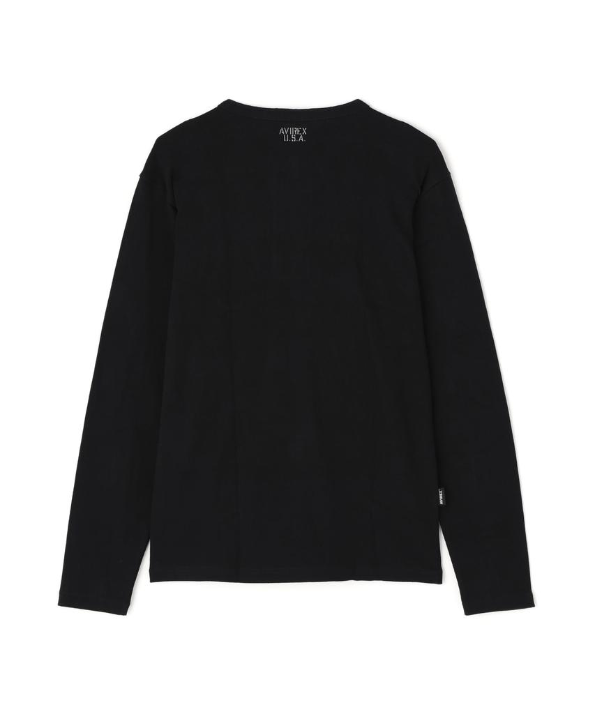 AVIREX DAILY RIB HENLY NECK TEE 6153482 men's L black