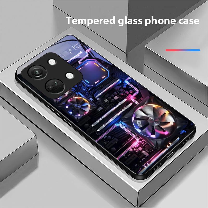 Компьютерный элемент для OnePlus Nord 3 5 6T 7 Pro 8 12 10T Reno8 Lite 5G 10R Nord N30 Чехол для телефона из закаленного стекла с твердой оболочкой Черный