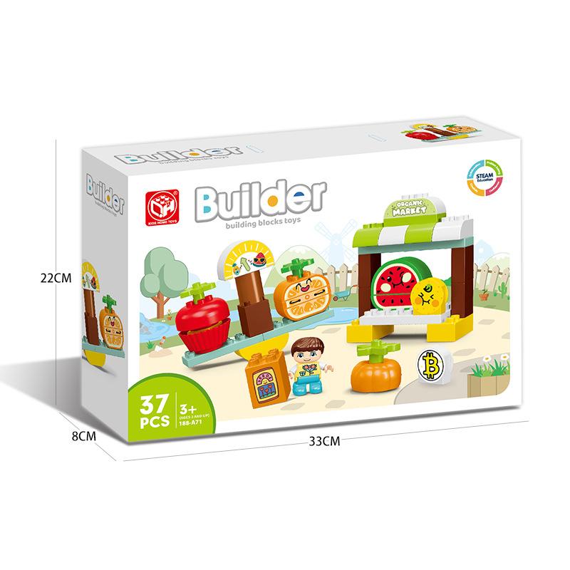 Набор из 37 крупных строительных блоков серии Creative Fruit Cutting Joy, развивающие игрушки-головоломки для детей, подарки на Рождество.