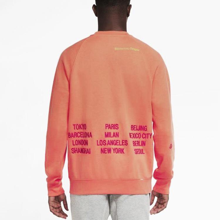 Nike As M Nsw Ft Crw Wtour Embroidered Pattern Round Neck Long Sleeves Orange Men's DD0883-842