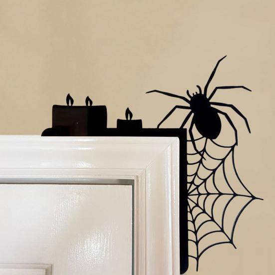 Угловая табличка на дверь на Хэллоуин, деревянная черная тыква, ведьма, паутина, замок, дверная рамка, табличка для украшения домашней вечеринки на Хэллоуин