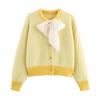 Kaslead New Women clothes Western Style Fashion Simple Bow Decoration Knit cardigan