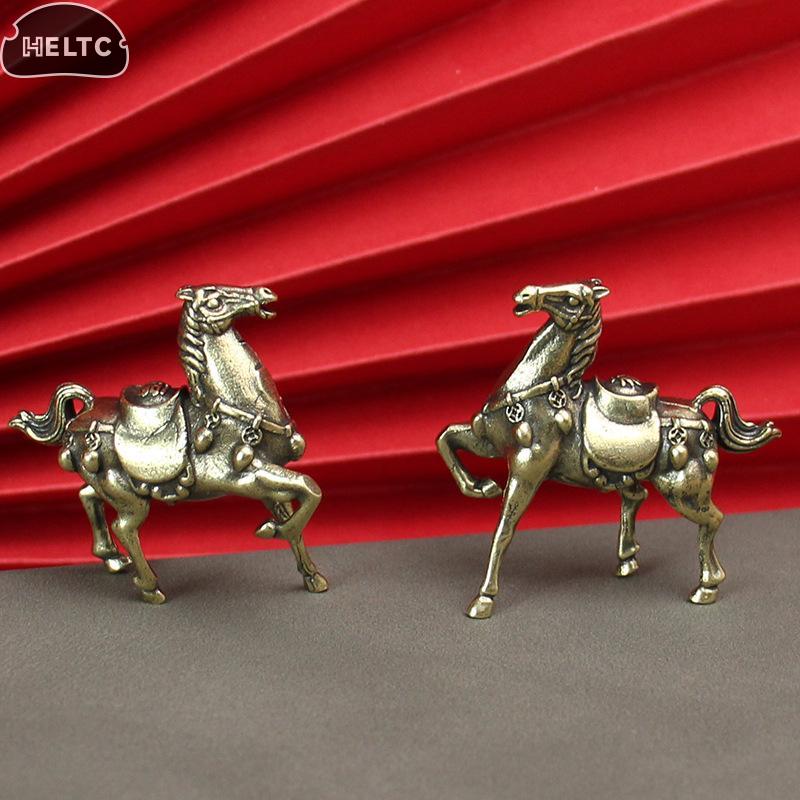 16Stylws Brass War Horse Small Ornament Home Desktop Decoration Retro Pure Copper Horse Crafts CopperFigurine Enthusiast Collect