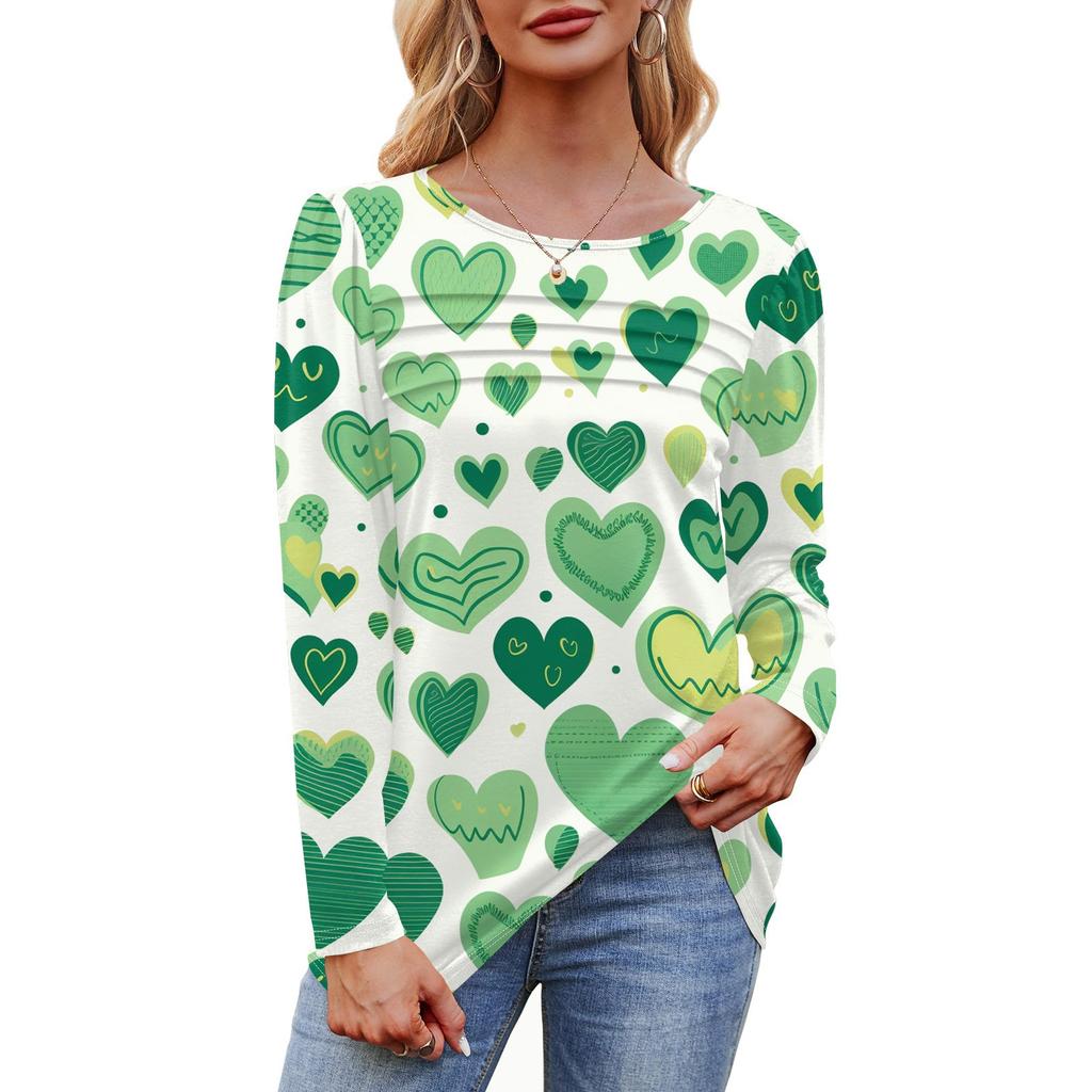 Женский свободный повседневный топ с круглым вырезом и длинными рукавами, модный топ