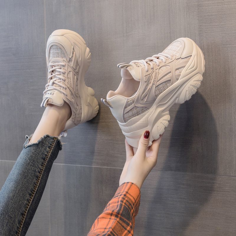 Black Female Ins Trendy Spring and Summer New Student Versatile Thick Bottom Increased by Sports Leisure Shoes