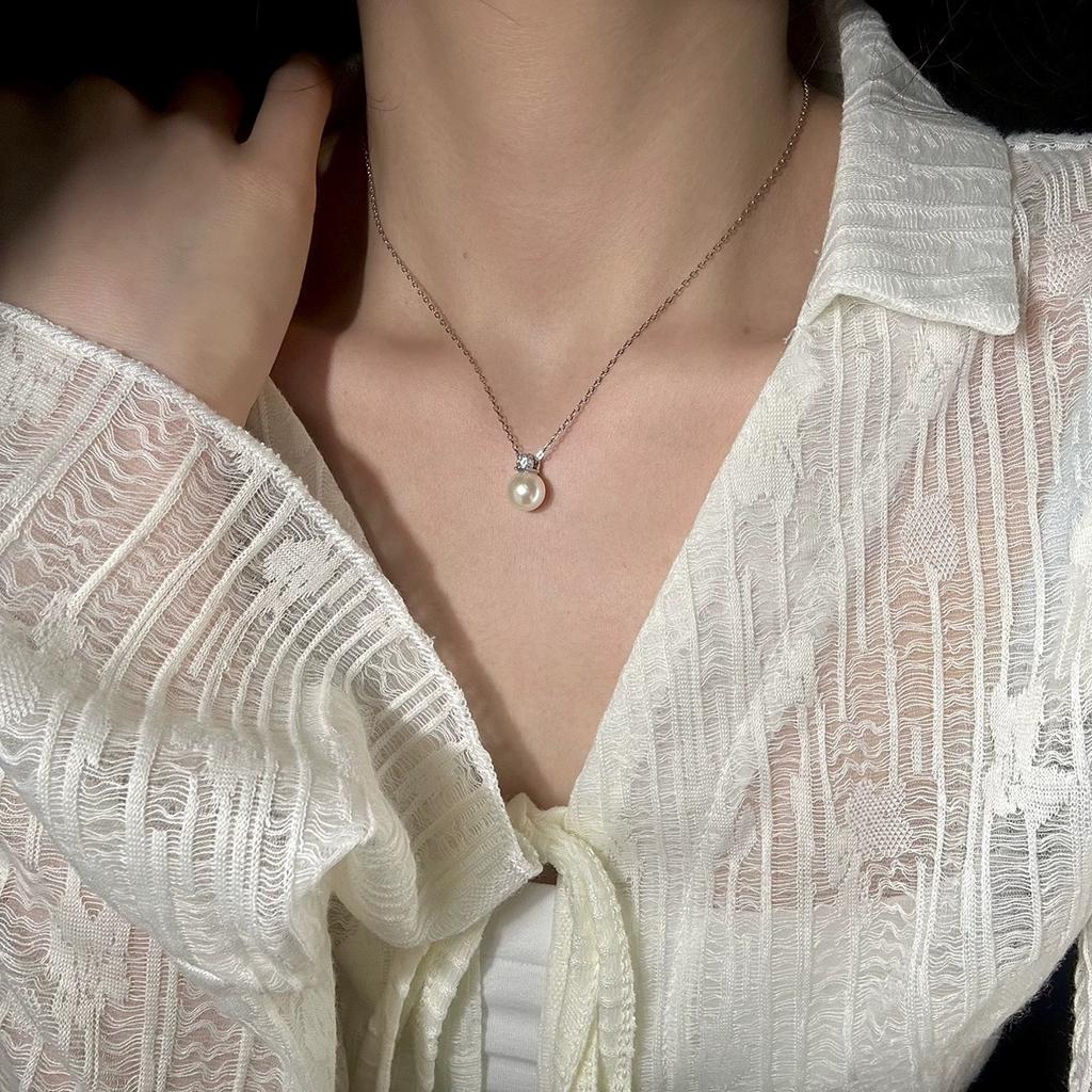 Жемчужное ожерелье Женский простой темперамент Универсальная цепочка на ключицу Точно как у принцессы Дианы, с бриллиантовым кулоном