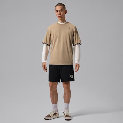 Men's Jordan As M J T-Shirts Men's Khaki/Black Crew Neck Moderate