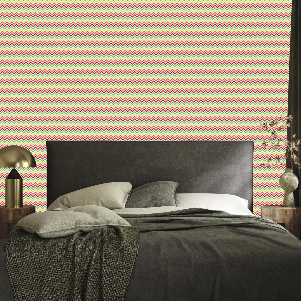 Zigzag Lime and Coral Wallpaper for Living Room and Bedroom 50x1000