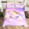 Girls Cute Unicorn Duvet Cover Set Cartoon Animal Bedding Set Microfiber Floral Star Quilt Cover Twin King For Kids Teens Room