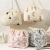 Cute Quilted Cosmetic Bag for Women Girl Large Capacity Travel Drawstring Storage Pouch Makeup Bag Female Travel Clutch Bags