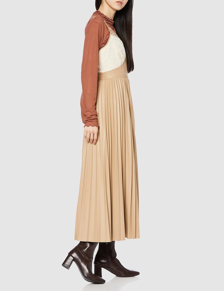 Lace X Leather Cami Dress LWFO214067 BEG F [Lily Brown] Women's