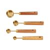4Pcs Stainless Steel Coffee Measuring Spoon Wooden Handle Baking Tool  Ice Cream Sugar Salt Spice