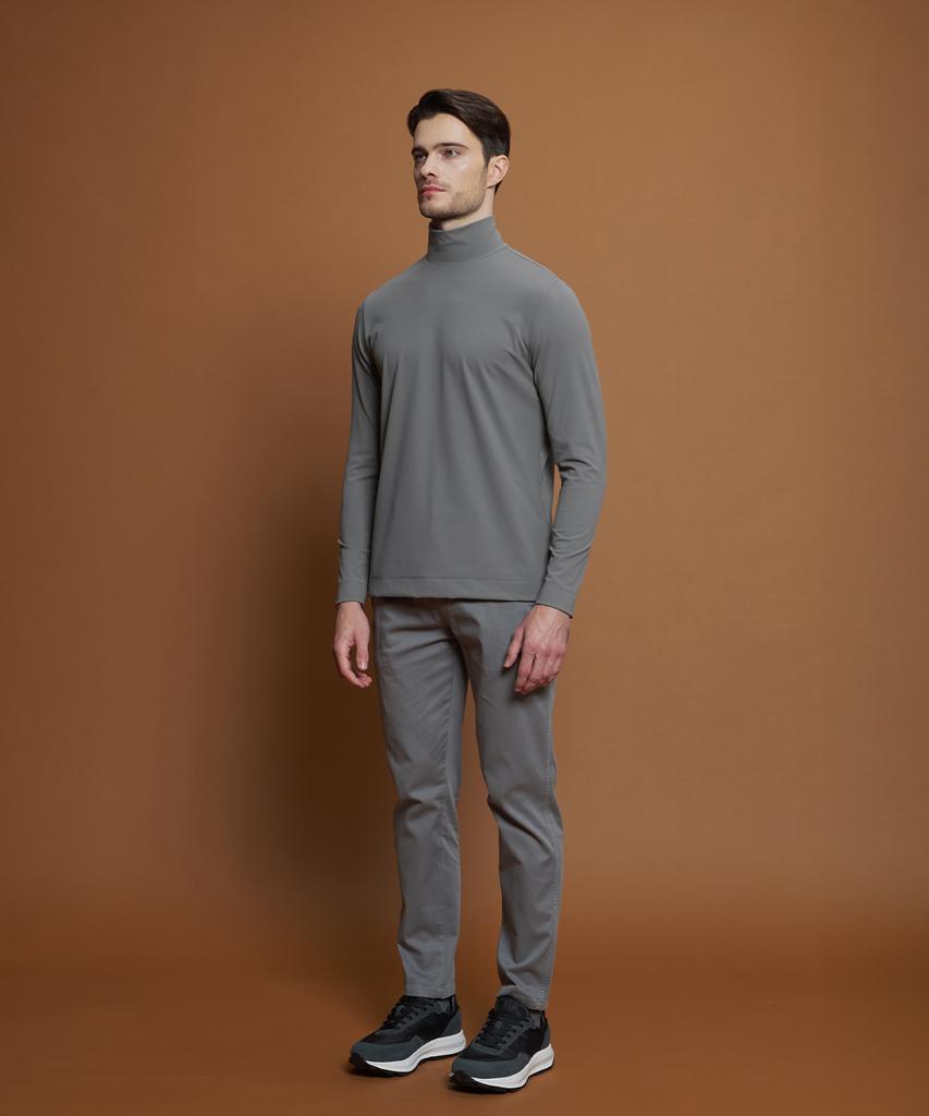 PANICALE Gray Drawstring Cotton Blend Twill Pants