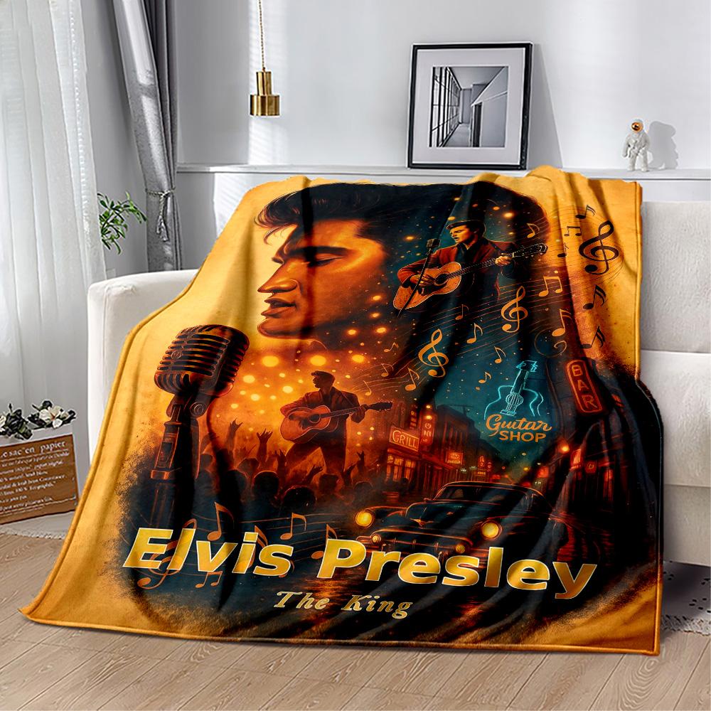 Elvis Presley: Rock Roll Blanket Ultra-Soft Great for Livingroom Sofa Bedding Four Seasons Multipurpose Modern Style Gift for Travel Home Birthdays