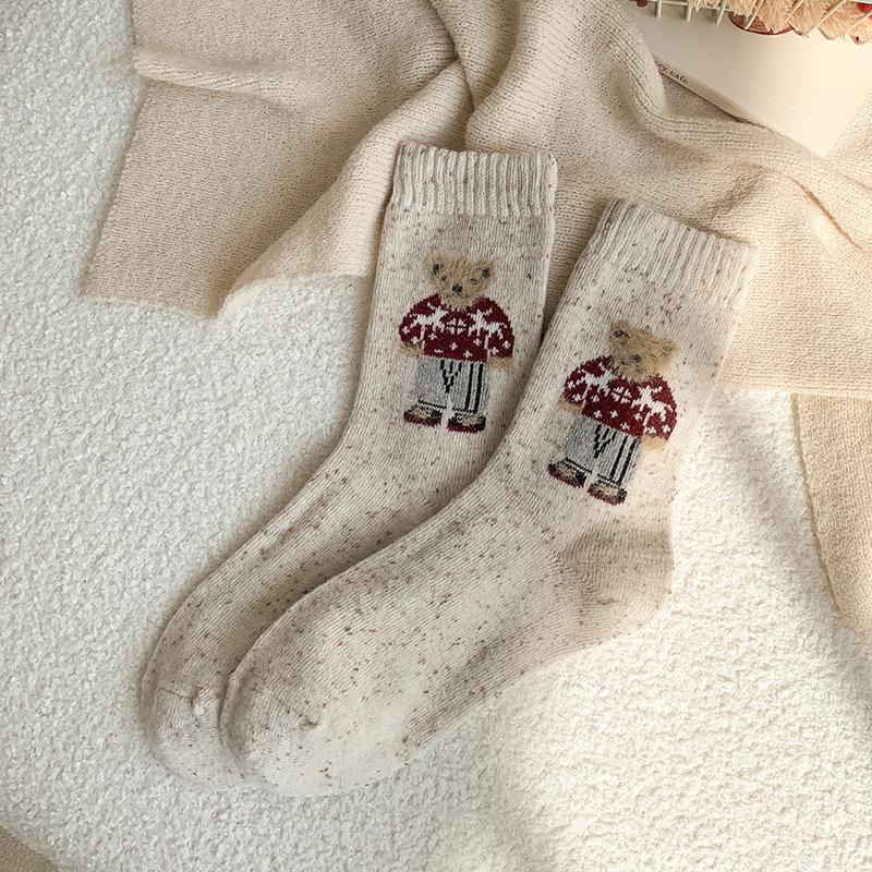 Cartoon Women's Socks Bear Wool Socks Soft Cotton Socks Gifts