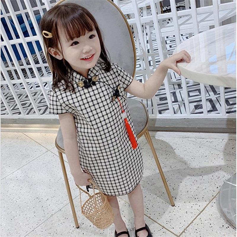 Летнее облегающее платье-ципао для девочек в стиле ретро с юбкой в китайском стиле