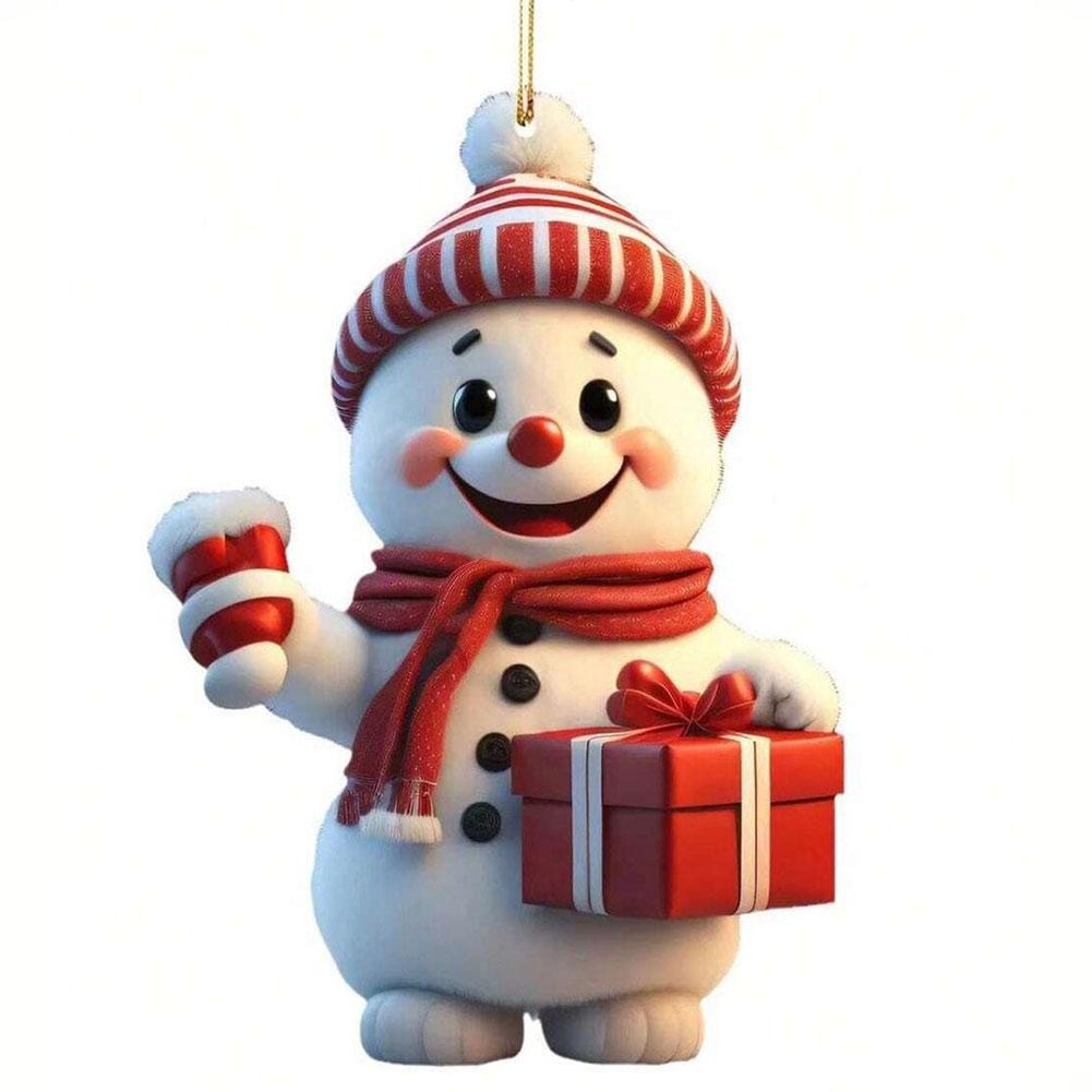 1-10PCS Christmas Tree Pendant Acrylic Xmas Tree Decoration with Lanyard Cute Hanging Ornaments Decorative for Window Fireplace