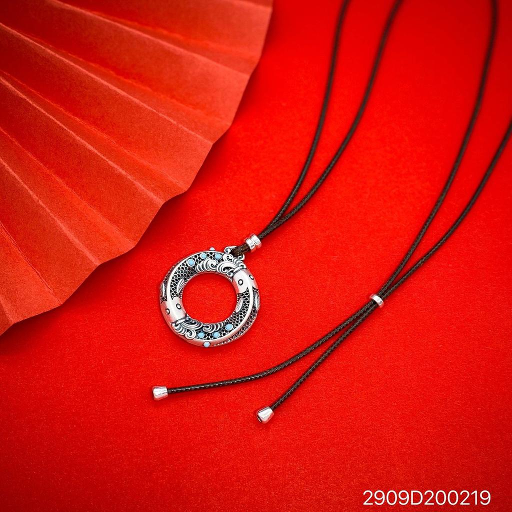 Ожерелье из стерлингового серебра S999 с кои-пингом и пряжкой в ​​стиле ретро в стиле ретро