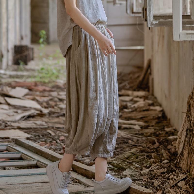 Johnature Ayollar Vintage Keng Oyoqli Shimlar Elastik Bel Bir Rangli Shimlar Yozgi Keng Kundalik Ayollar Shimi