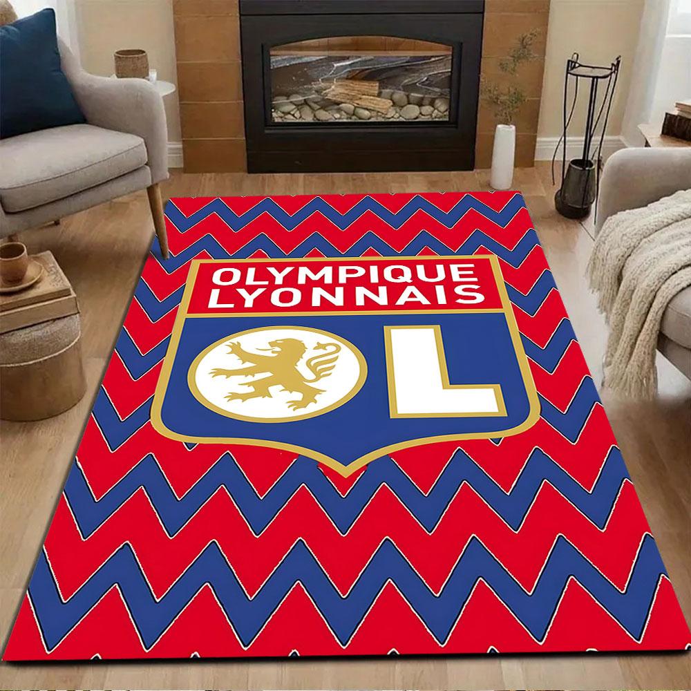 Olympique Lyonnais Football Logo Rug Patterned carpet, non slip mat suitable for living room and bedroom sofas