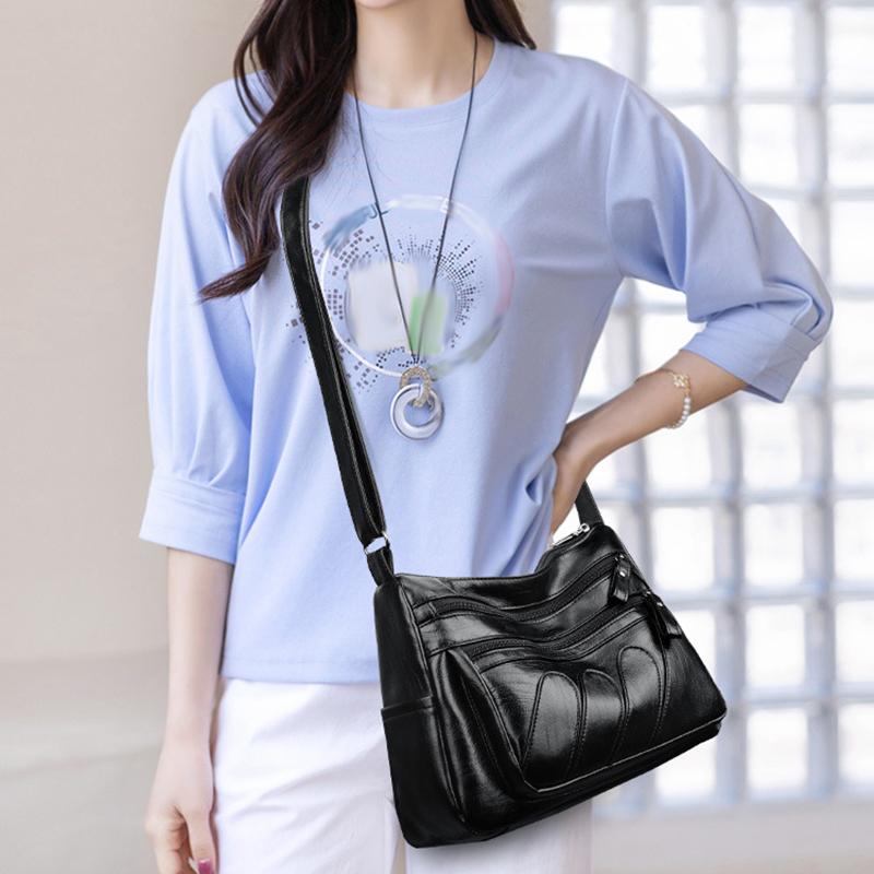 Cross-border женская мягкая кожаная сумка-мессенджер универсальная женская сумка среднего возраста многослойная вместительная сумка через плечо