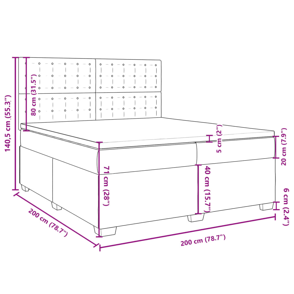Box Spring Bed with Mattress Taupe 200x200 cm Fabric