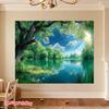 One summer lake-side photography backdrop fabric made of polyester is highly suitable for garden living room and wedding