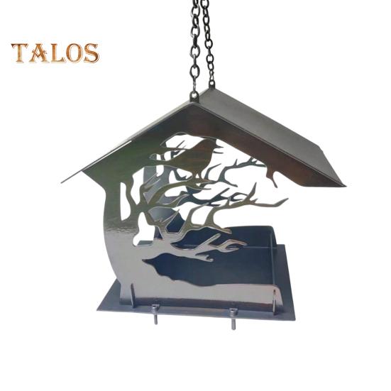 Металлический домик-кормушка для птиц на открытом воздухе, устойчивый к белкам, кормушка для диких птиц, подвесной домик для птиц для сада, патио, заднего двора, декор