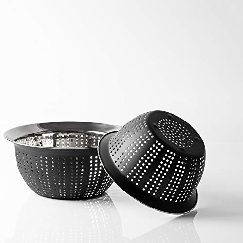 Pearl Metal Перфорированная миска и дуршлаг, Ограниченная серия, Черный, 15 см / 18 см / 21 см, Нержавеющая сталь, Набор из 3 предметов, BLKP, Черный, AZ-5036
