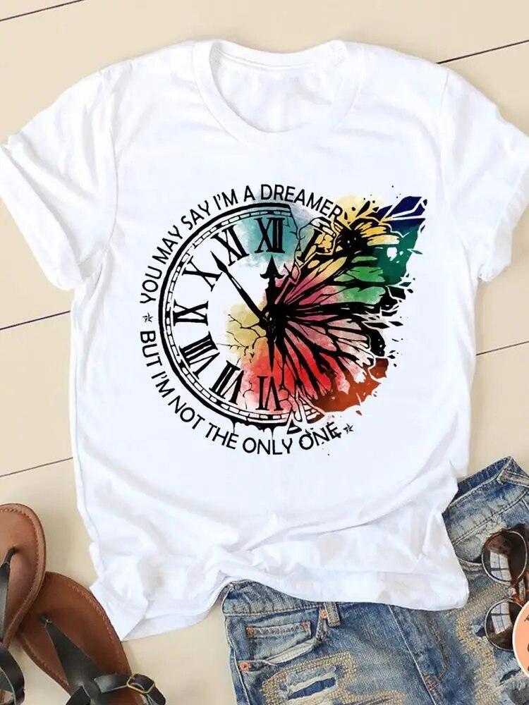 Graphic Tee T-shirts Short Sleeve Ladies Casual Clothing Flamingo Beach 90s Trend Summer Women Fashion Female T Shirt Clothes