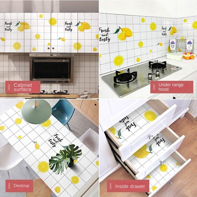 Свежий лимонный узор, утолщенные самоклеящиеся обои, ремонт, внутренняя кухня, ПВХ, водонепроницаемая, маслостойкая наклейка