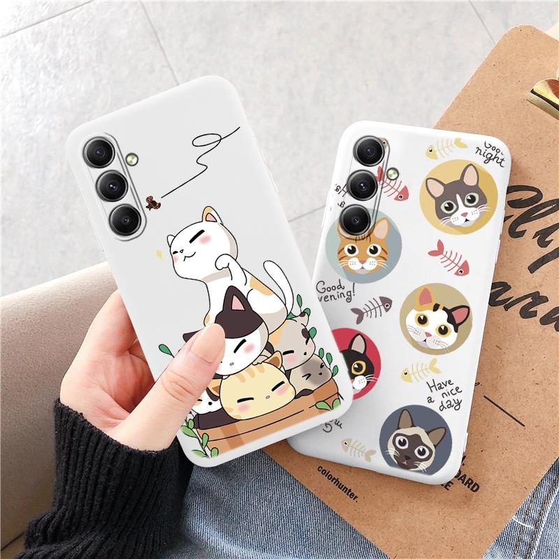 Мягкий силиконовый чехол с рисунком кота для Xiaomi Redmi Note 13 Pro 13C Samsung A55 M35 S24 iPhone 15 Huawei Honor Realme Camera Защитный противоударный чехол