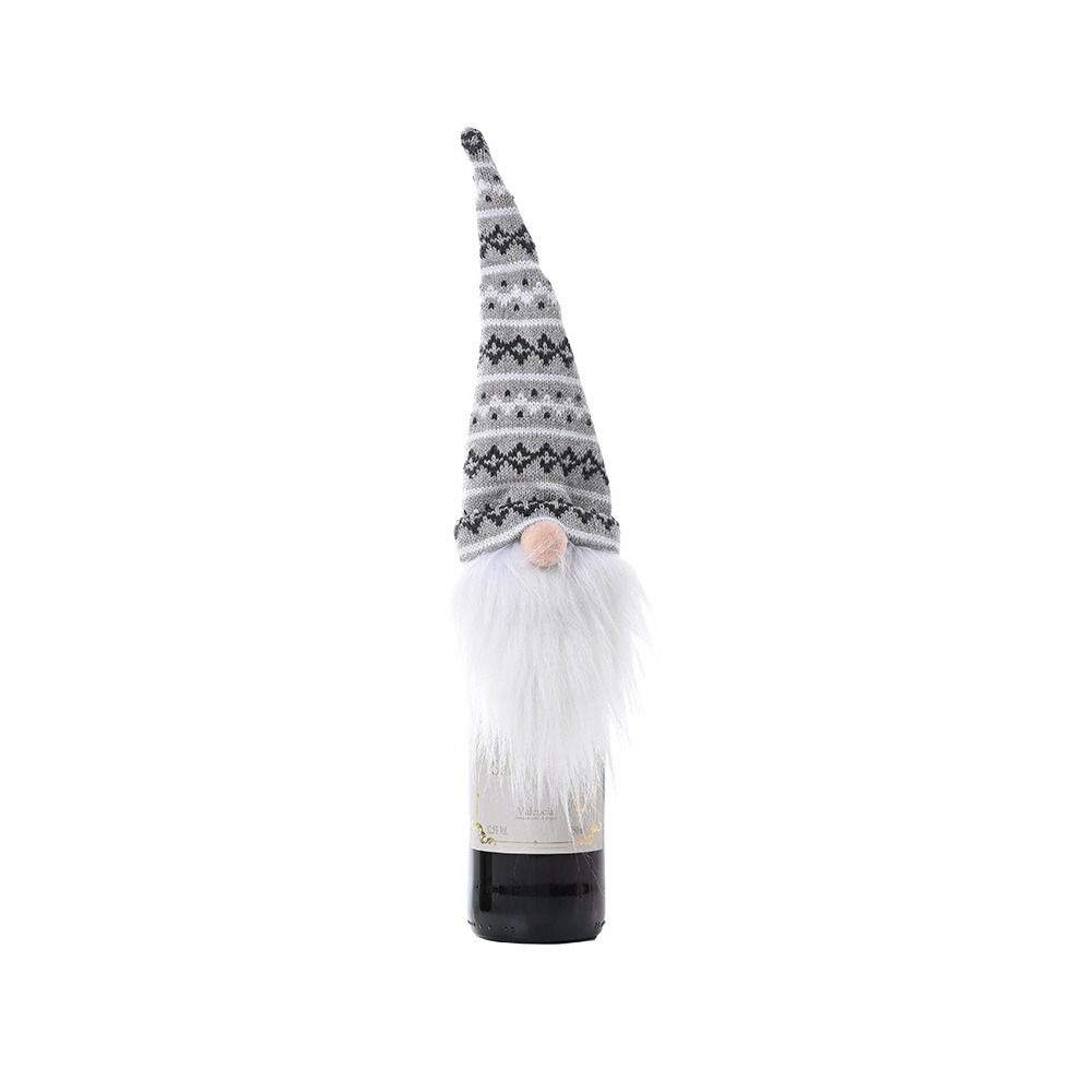 2pcs Cartoon Faceless Doll Champagne Bottle Cover Knitted Christmas Bottle Cover  Family