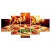5 шт., пицца, еда, пламя, огонь, Декор, картины, настенные современные абстрактные картины, художественный постер, домашний декор, без рамки, 5 панелей, 5 шт.