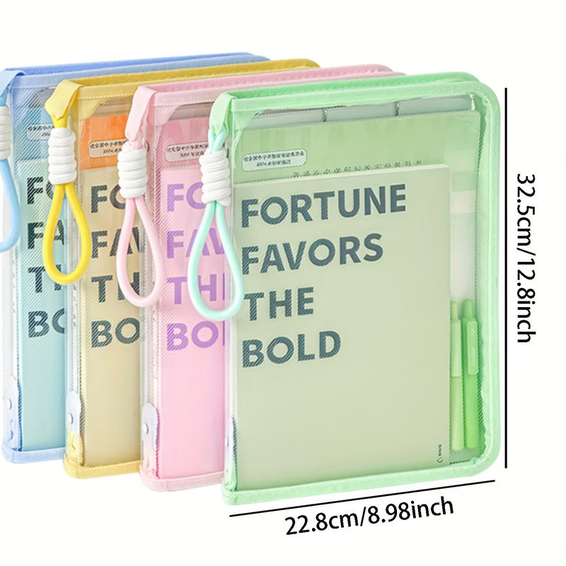 A4 Mesh Zipper Stationery Bag Portable Organizer Folder School Office Supplies Storage Pouch With Handles Large Capacity