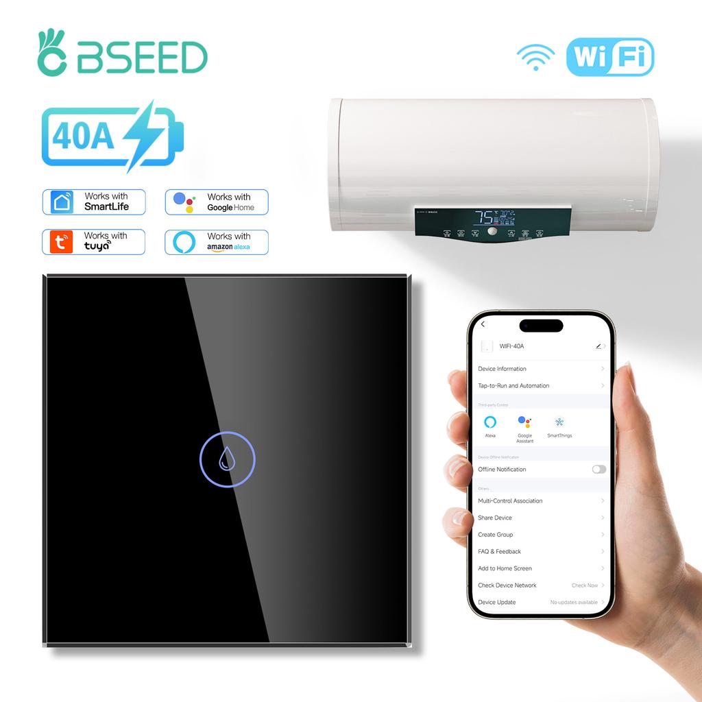 BSEED 40A Умный Wi-Fi Переключатель Настенный Сенсорный Переключатель для Водонагревателя Бойлера Кондиционера Функция Таймера Tuya Alexa Google Home Голосовое Управление