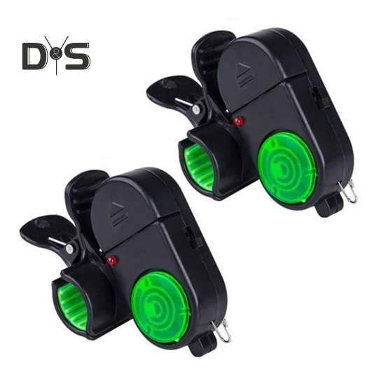 2 шт. Сигнализатор поклевки для рыбалки с силиконовым зажимом 80 дБ, ночной сигнализатор поклевки, светочувствительный электронный индикатор поклевки, датчик удара, светодиодная лампа для рыбалки