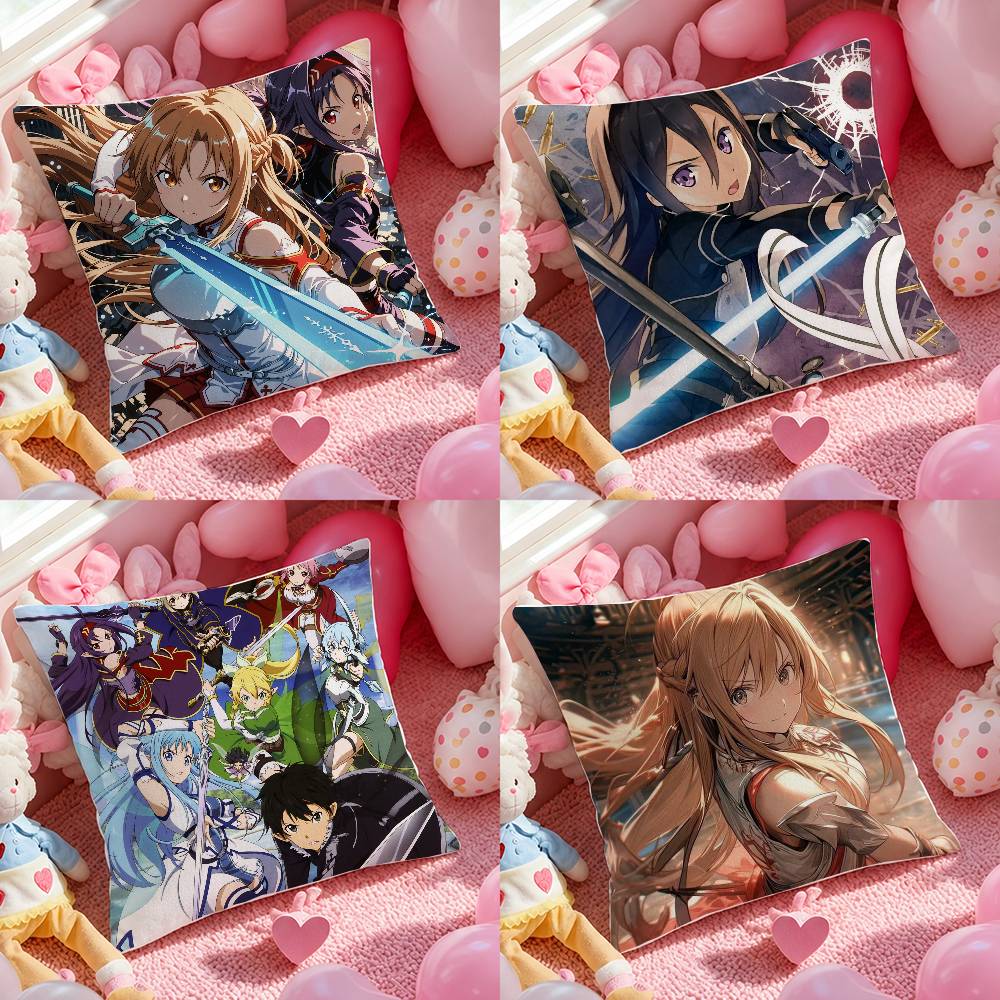 Sword Art Online Премиум Серия Персонажей Чехол на Подушку Плюшевый Мягкая Коротковорсовая Наволочка для Дивана Спальни Домашний Декор Подарок