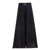 Plus Size Chiffon Wide Leg Trousers Women Summer Black High Waist Pants Woman