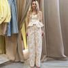 Женский летний комплект из цветочного топа без рукавов и брюк с высокой талией и широкими штанинами 2026