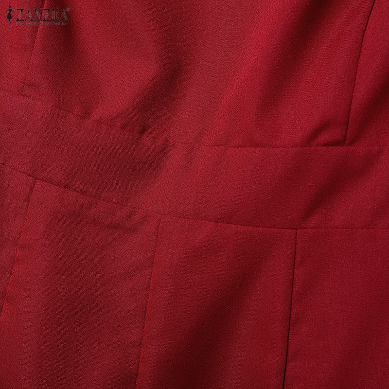 ZANZEA Women Casual Round Neck Summer 3/4 Sleeve Sheath Dress