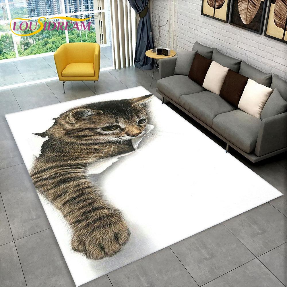 3D милый ковер с рисунком кота, ковер для дома, гостиной, спальни, дивана, кухни, коврик для украшения, детский нескользящий напольный коврик