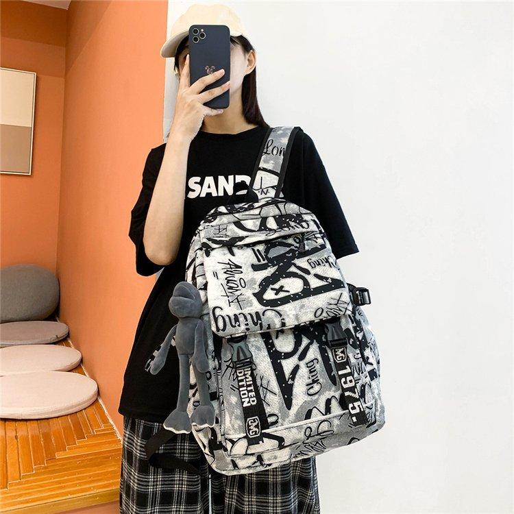 Модная школьная сумка Мужская Женская Рюкзак с граффити Большая вместимость Студенческий рюкзак KTY
