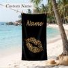 Leopard Custom Name Printed Beach Towel Personalized Soft Towel For Swimming Beach Travel