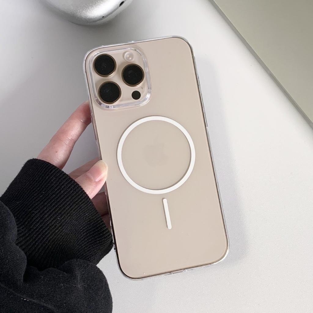 Для iPhone 16 Pro Max Магнитный чехол для телефона для Apple 15 Всесторонний Защита от падения 14 Прозрачный Жесткий защитный чехол из поликарбоната 13