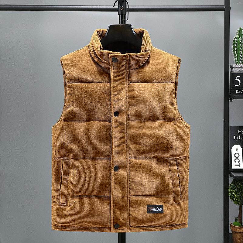 Corduroy Men's Vest, Down Cotton Vest, Autumn and Winter Waistcoat, Men's Thickening